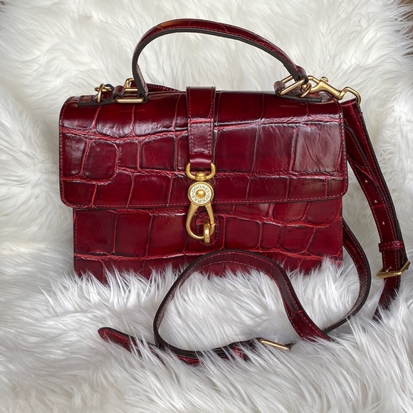 Dooney & Bourke Handbags - Dooney and Bourke NWT Claire Satchel Wine Croc Embossed